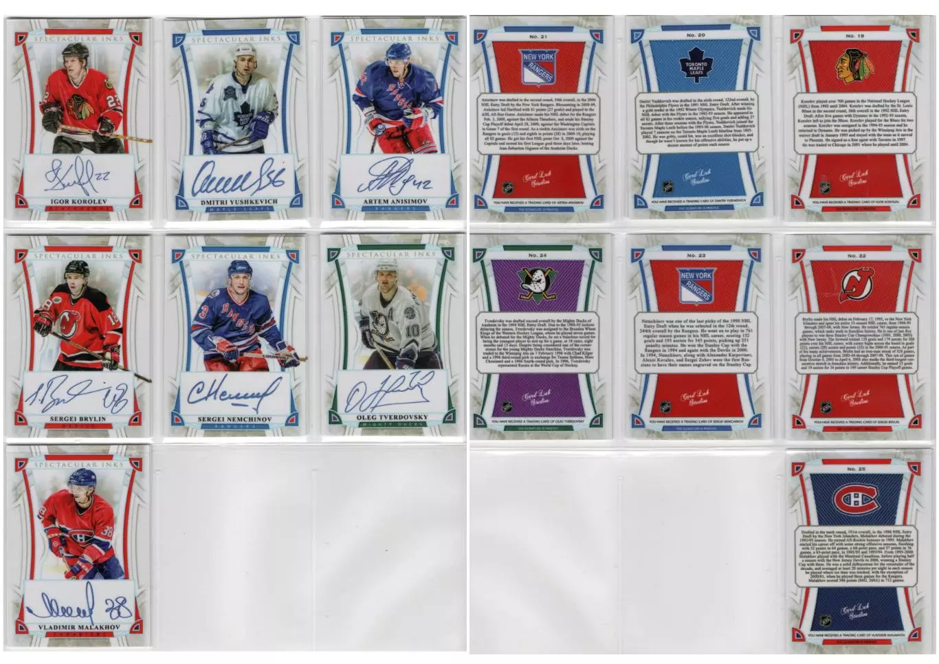 Автографы хоккеистов набор из 5 случайных карточек 3