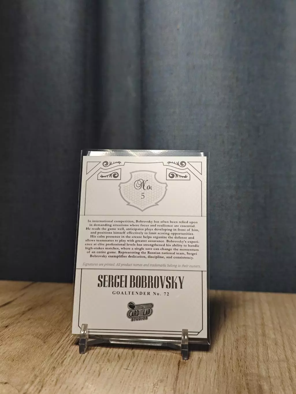 #5 Card Lab Studios Gamewear Glory Sergei Bobrovsky 1