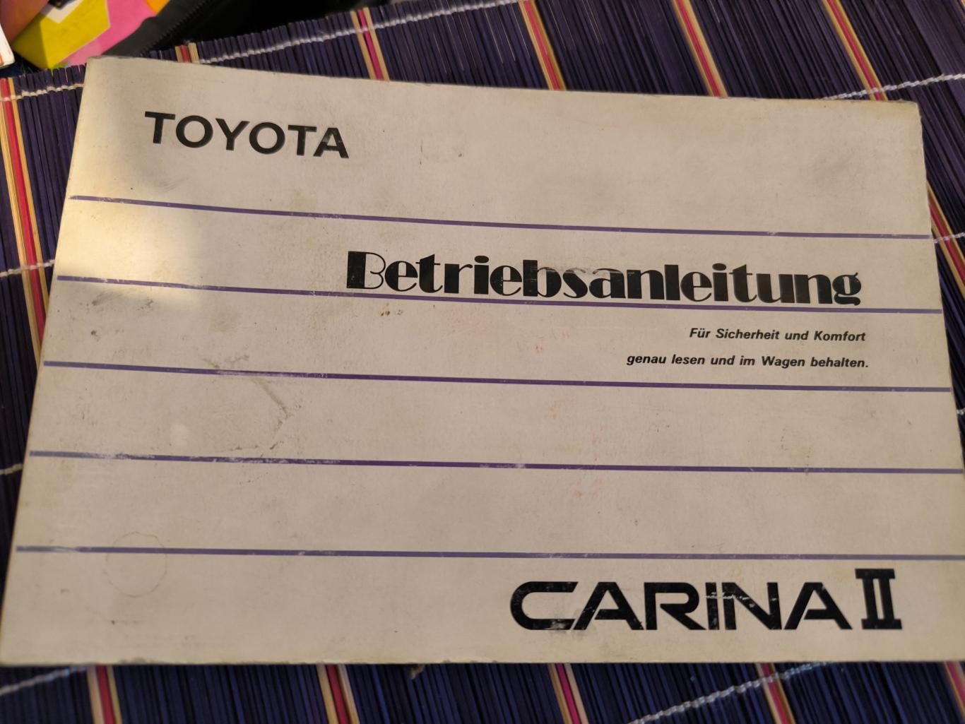 Toyota Carina II руководство по эксплуатации на немецком
