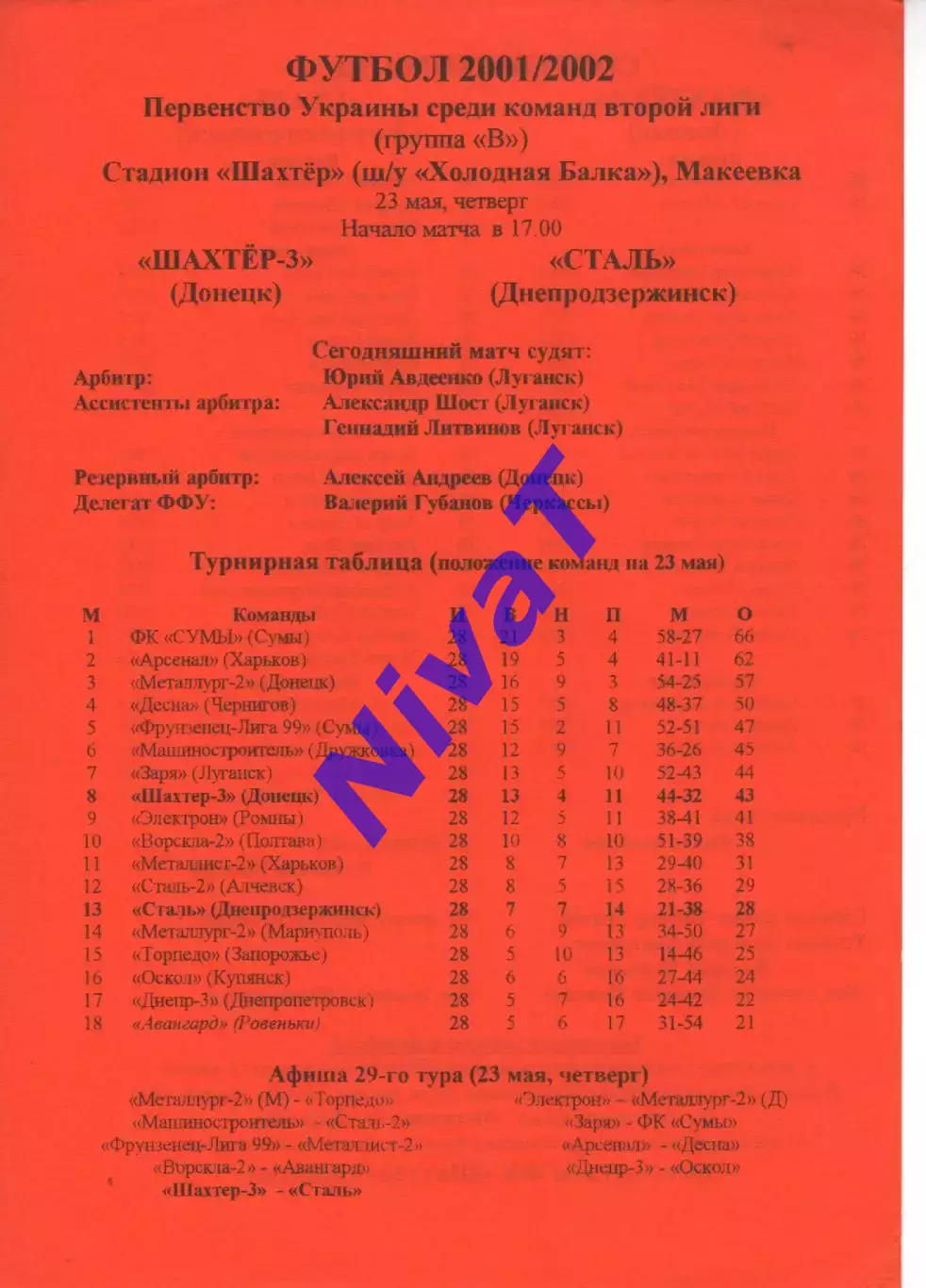 Шахтар-3 Донецьк - Сталь Дніпродзержинськ 23.05.2002