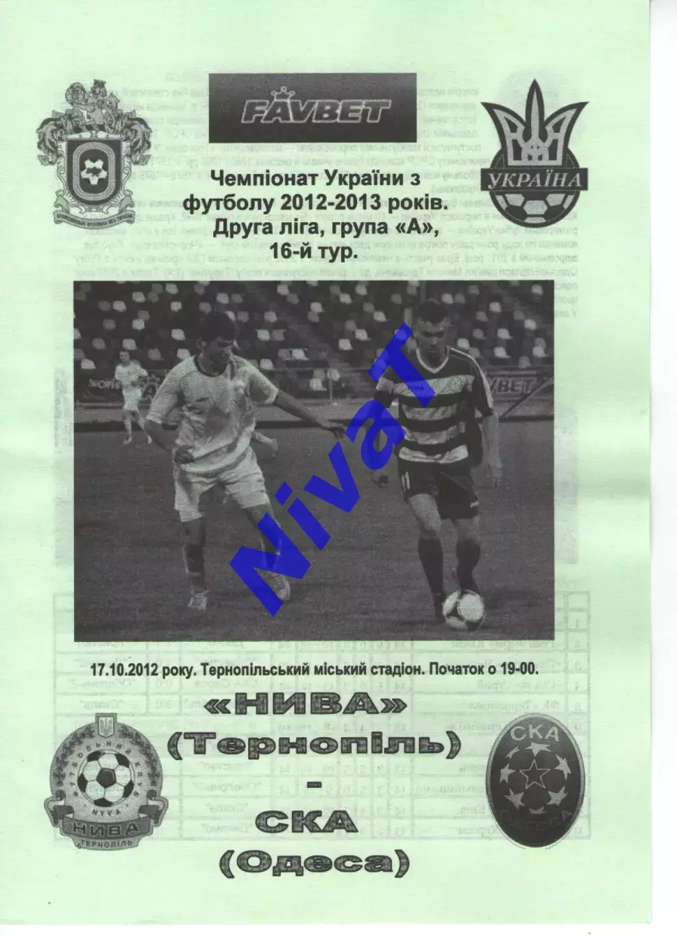 Нива Тернопіль - СКА Одеса 17.10.2012