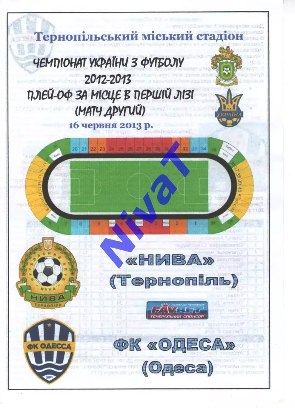 Нива Тернопіль - ФК Одеса 16.06.2013