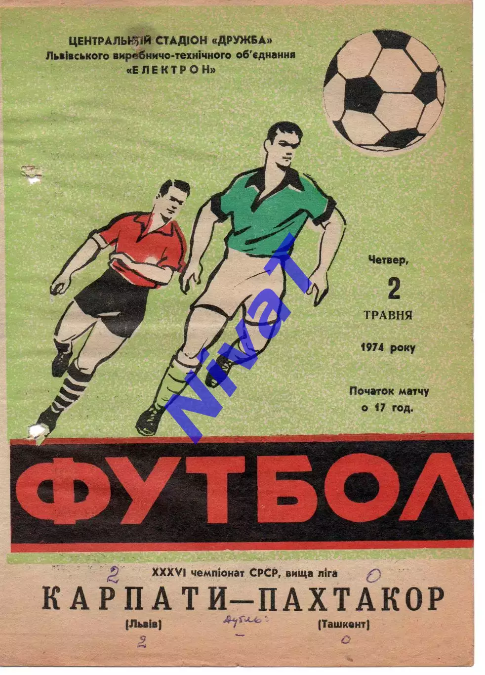 Карпати Львів - Пахтакор Ташкент 02.05.1974