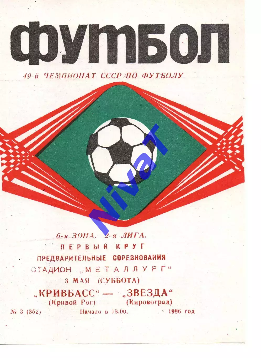 Кривбас Кривий Ріг - Зірка Кіровоград 03.05.1986