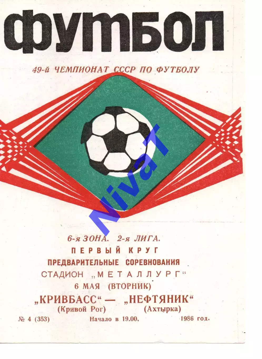 Кривбас Кривий Ріг - Нафтовик Охтирка 06.05.1986