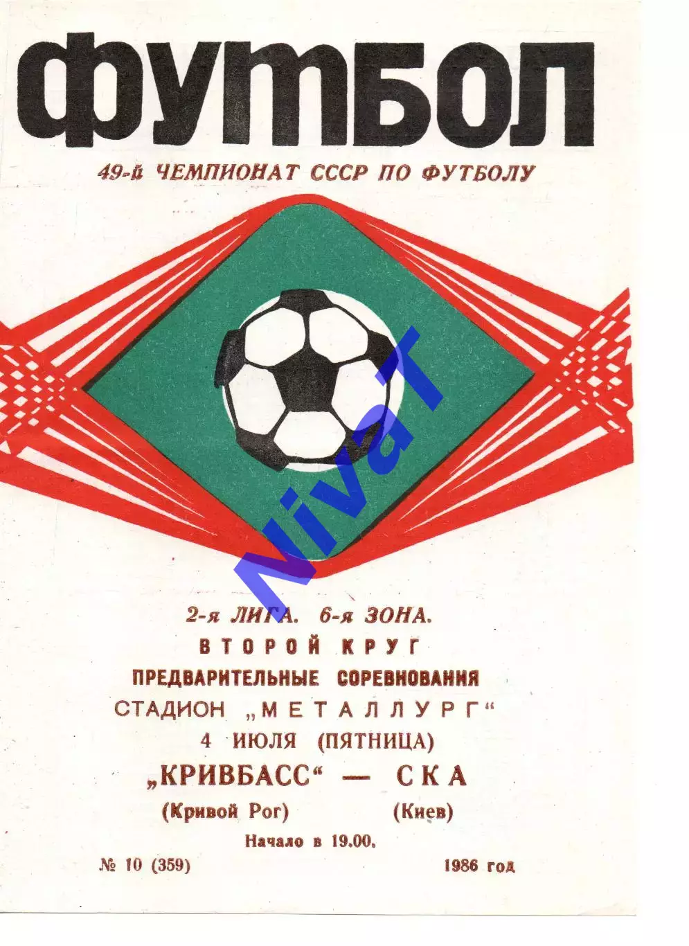 Кривбас Кривий Ріг - СКА Київ 04.07.1986