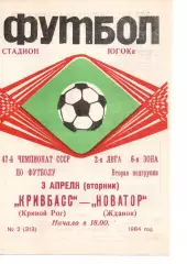 Кривбас Кривий Ріг - Новатор Жданов 03.04.1984