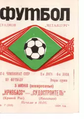 Кривбас Кривий Ріг - Суднобудівник Миколаїв 03.06.1984