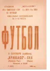 Кривбас Кривий Ріг - СКА Київ 08.09.1984