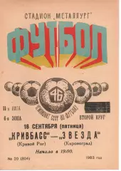 Кривбас Кривий Ріг - Зірка Кіровоград 16.09.1983