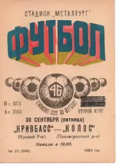 Кривбас Кривий Ріг - Колос Павлоград 30.09.1983