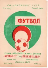 Кривбас Кривий Ріг - Прикарпаття Івано-Франківськ 16.04.1982