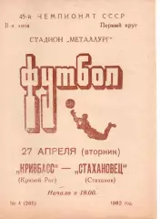 Кривбас Кривий Ріг - Зірка Кіровоград 03.05.1982