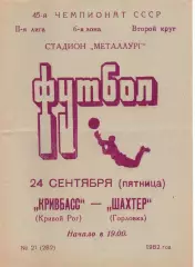 Кривбас Кривий Ріг - Шахтар Горлівка 24.09.1982