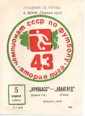 Кривбас Кривий Ріг - Авангард Рівне 05.04.1980