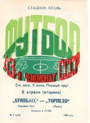 Кривбас Кривий Ріг - Торпедо Луцьк 08.04.1980