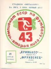 Кривбас Кривий Ріг - Фрунзенець Суми 25.04.1980
