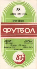 Нива Вінниця - Зірка Кіровоград 22.04.1983
