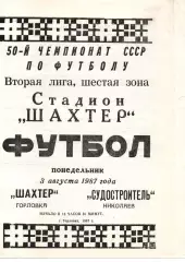 Шахтар Горлівка - Суднобудівник Миколаїв 03.08.1987