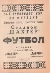 Шахтар Горлівка - Таврія Сімферополь 21.07.1987