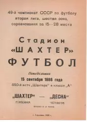 Шахтар Горлівка - Десна Черніів 15.09.1986