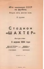 Шахтар Горлівка - Нива Вінниця 06.04.1986