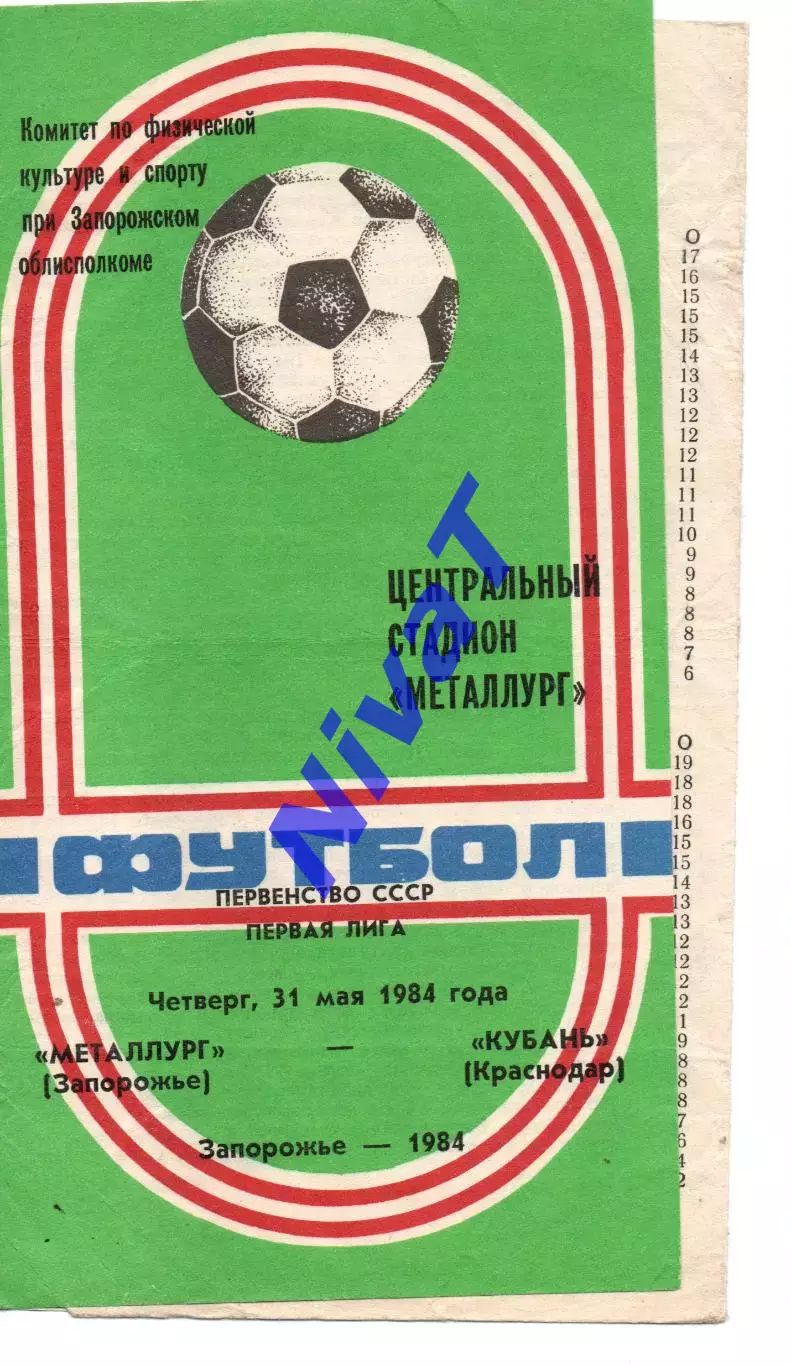 Металург Запоріжжя - кубань краснодар 31.05.1984