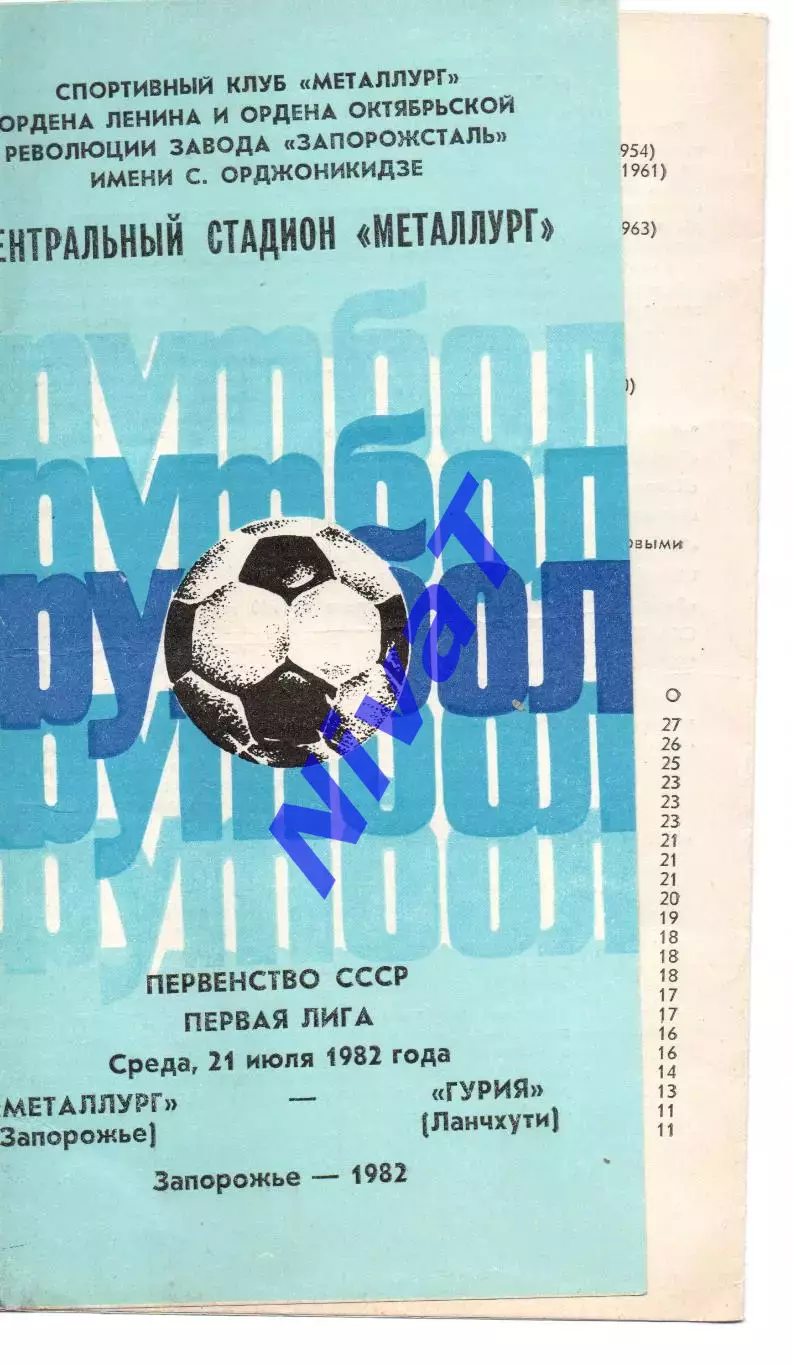 Металург Запоріжжя - Гурія Ланчхуті 21.07.1982