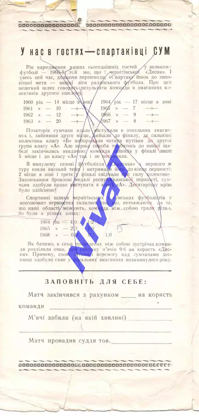 СК Чернігів - Спартак Суми 23.05.1970 1