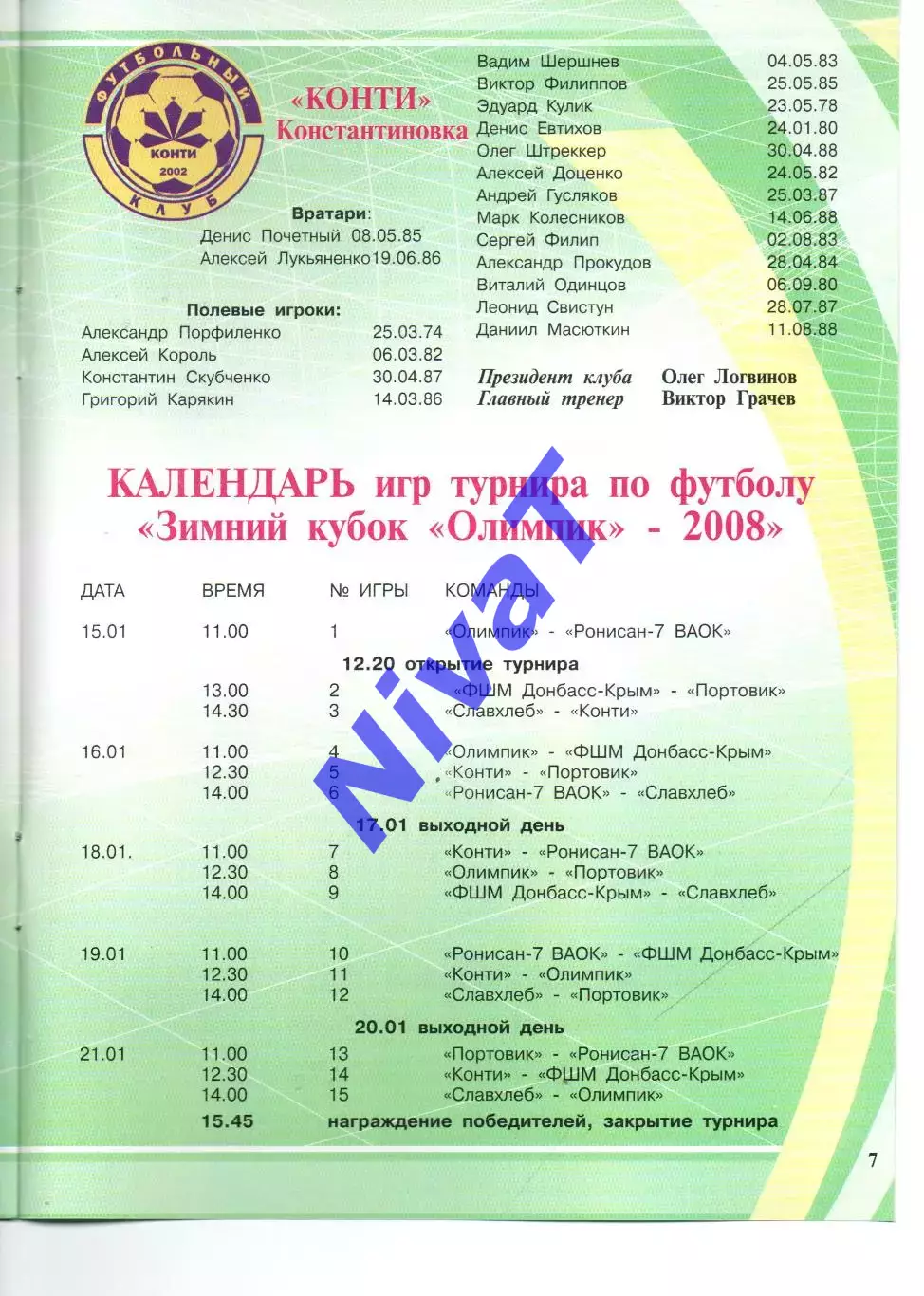 4 зимовий кубок Олімпіка Донецьк 15-21.01.2008 1