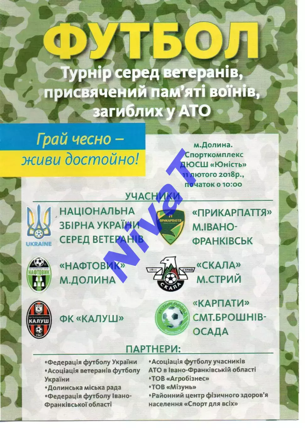 Турнір 11.02.2018 - Прикарпаття, Долина, Стрий, Калуш, збірна України (ветерани)