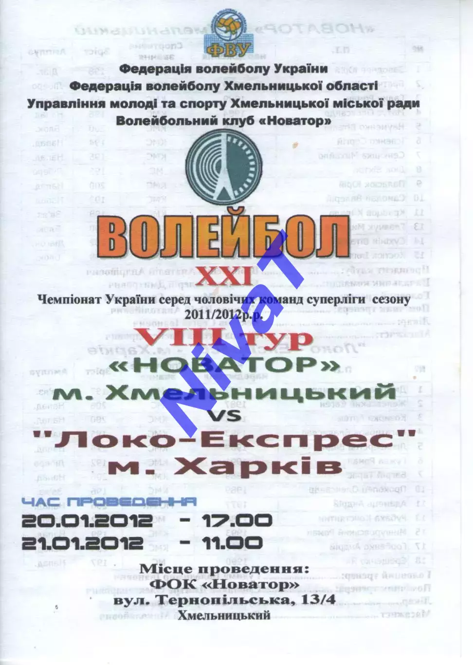 Новатор Хмельницький - Локо-Експрес Харків 20.01.2012