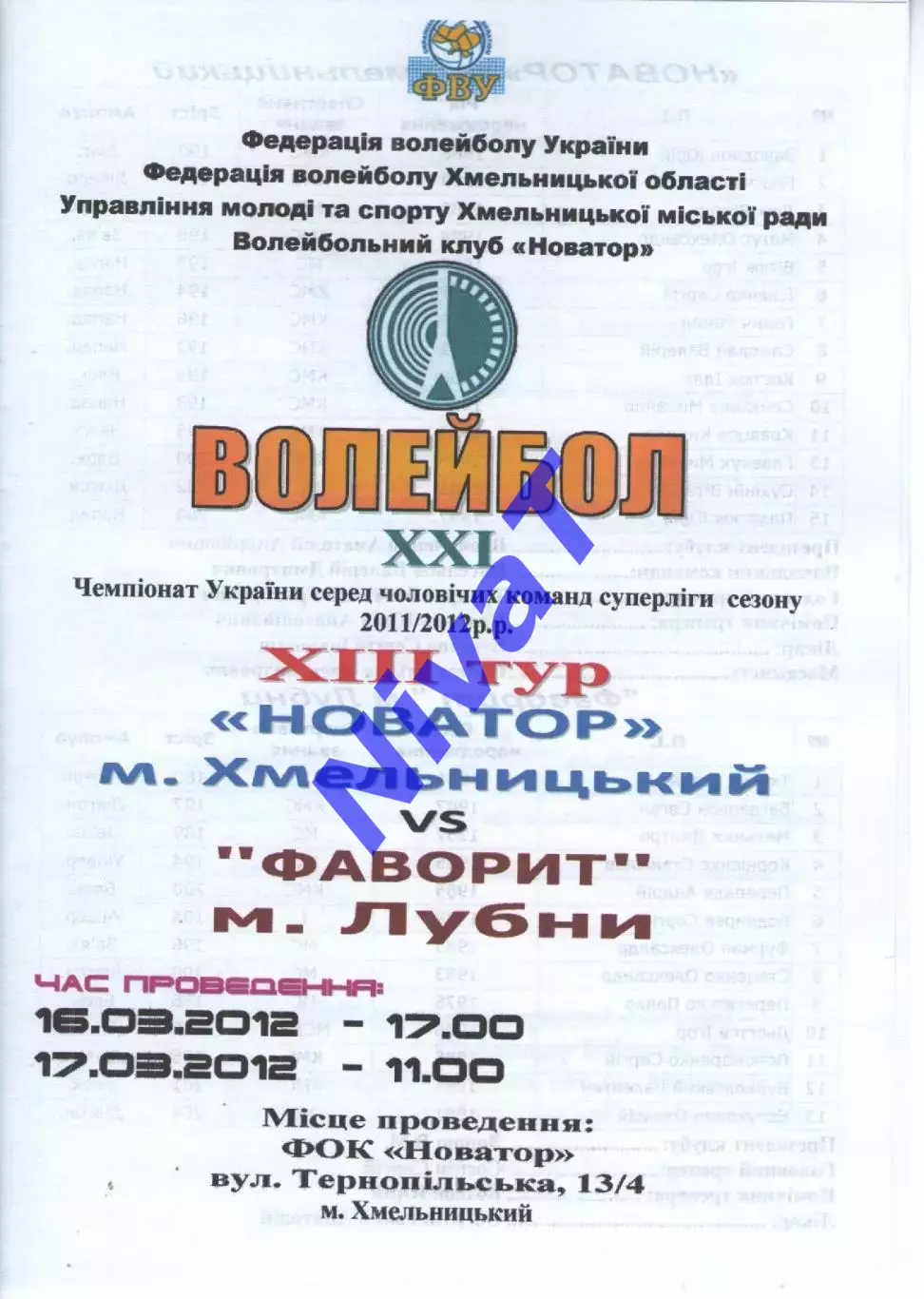 Новатор Хмельницький - Фвіорит Лубни 16.03.2012