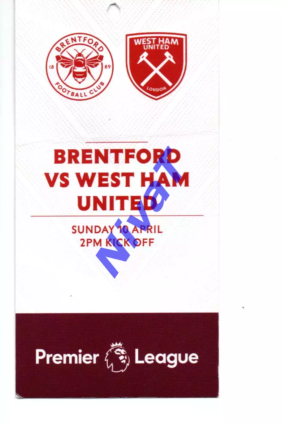Бейдж - Брентфорд - Вест Хем Юнайтед / Brentford - West Ham United