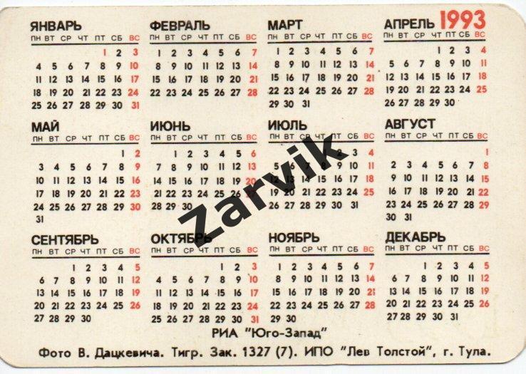Календарик - 1993 - Тигр 1