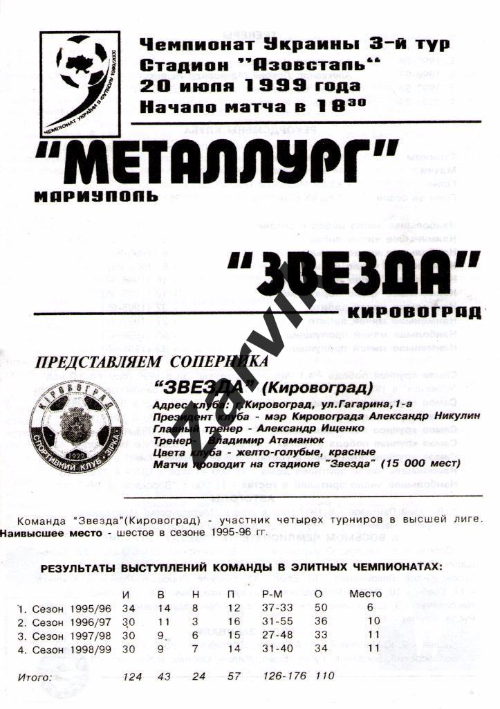 Металлург Мариуполь - Звезда Кировоград 1999/2000