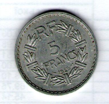 5 Francs - Франция 5 франков 1945