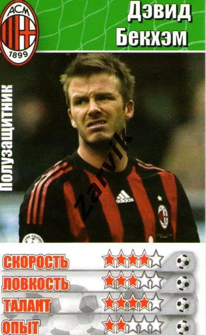 Карточка - Дэвид Бекхэм - Милан