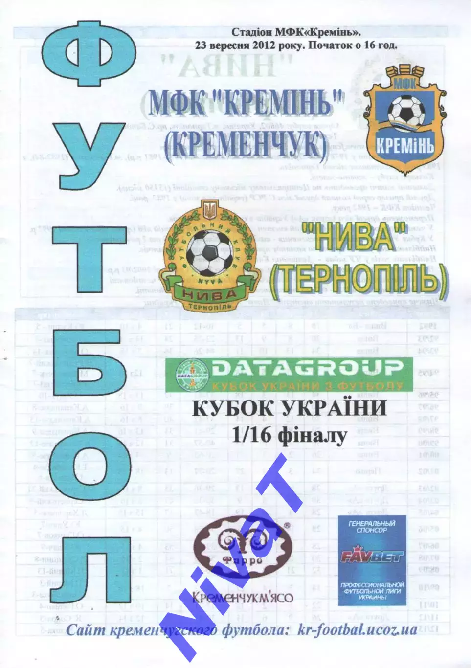 Кубок - Кремінь Кременчук - Нива Тернопіль 23.09.2012