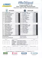 Протокол Україна - Франція 04.09.2021