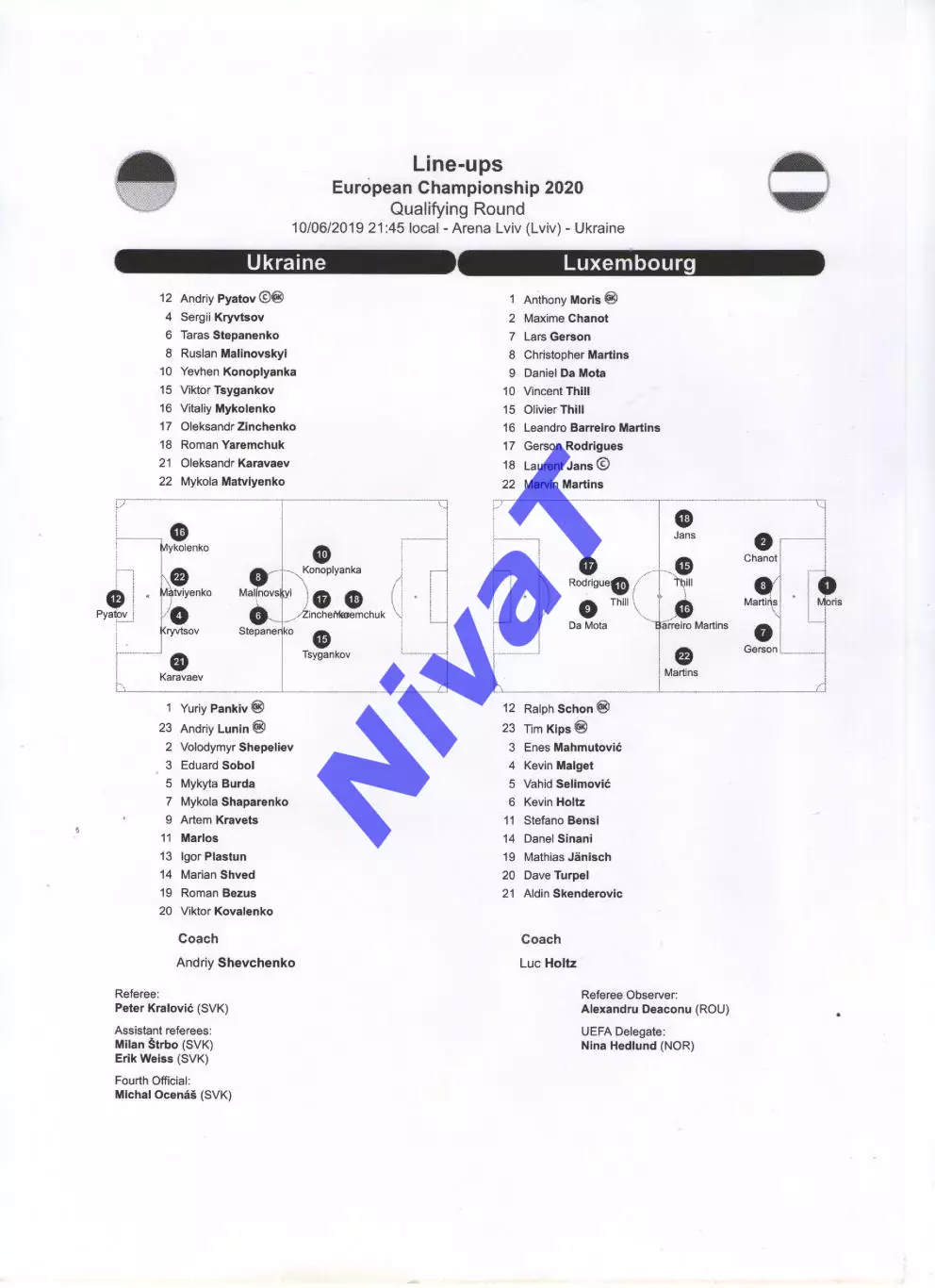 Протокол Україна - Люксембург 10.06.2019