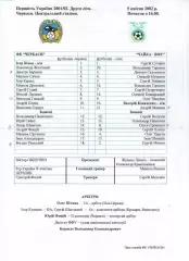Протокол ФК Черкаси - Чайка ВМС Севастополь 05.04.2002