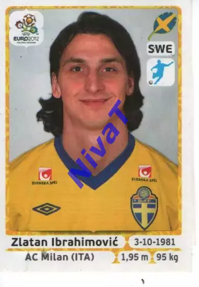 Наклейка PANINI Євро-2012 № 451 - Златан Ібрагімовіч Швеція