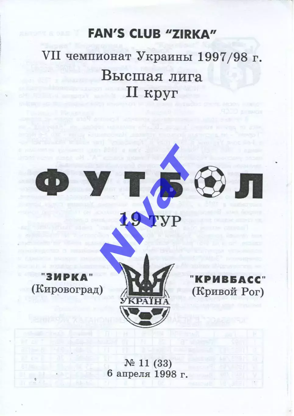 Зірка Кіровоград - Кривбас Кривий Ріг 06.04.1998 #2