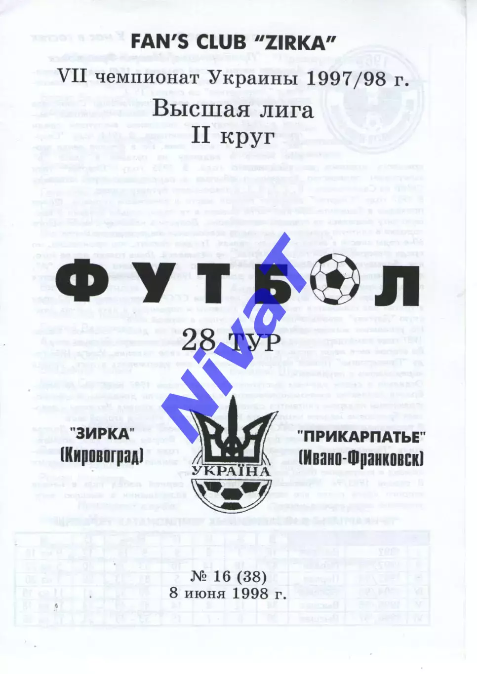 Зірка Кіровоград - Прикарпаття Івано-Франківськ 08.06.1998 #2