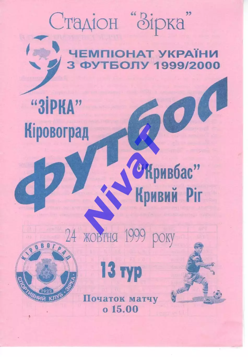 Зірка Кіровоград - Кривбас Кривий Ріг 24.10.1999