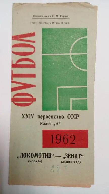 Зенит Ленинград Локомотив Москва 7 мая 1962