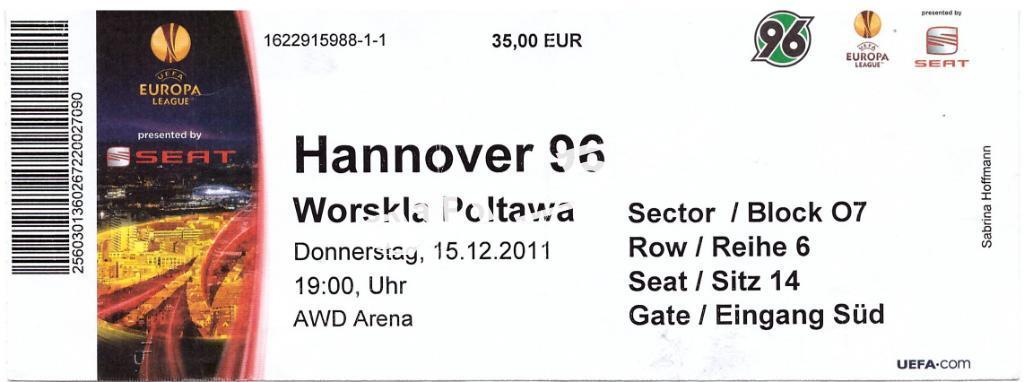 Ганновер 96 Германия - Ворскла Полтава 15.12.2011
