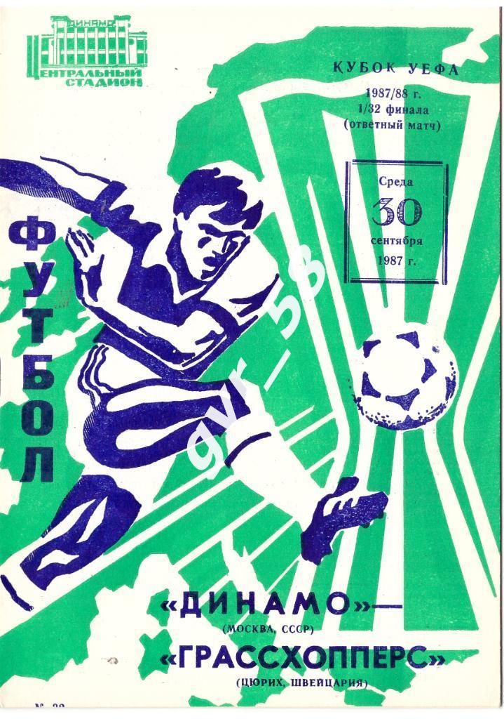 Динамо Москва - Грассхопперс Швейцария 30.09.1987
