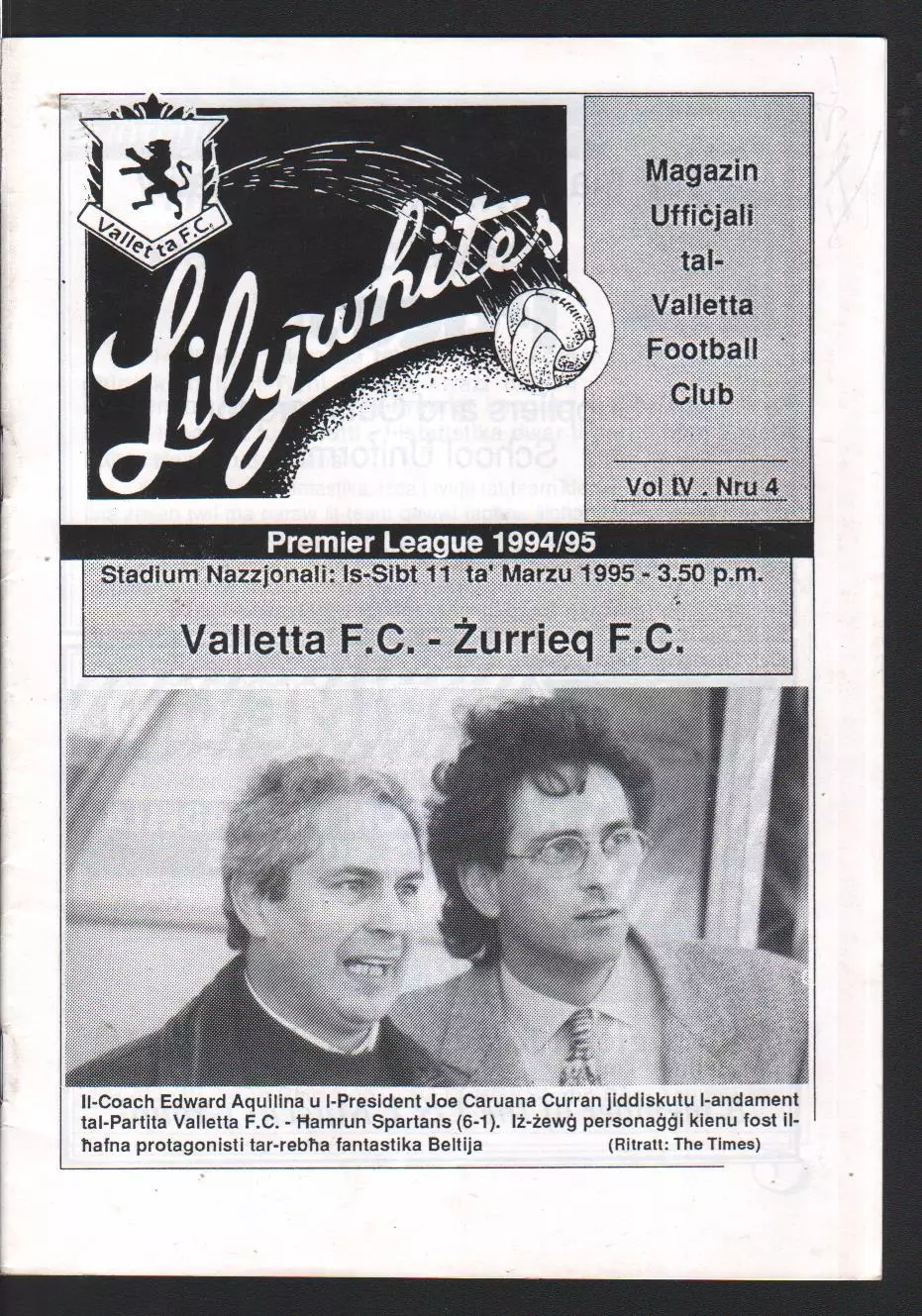 Валлетта-Цуриек 1995 чемпионат Мальты